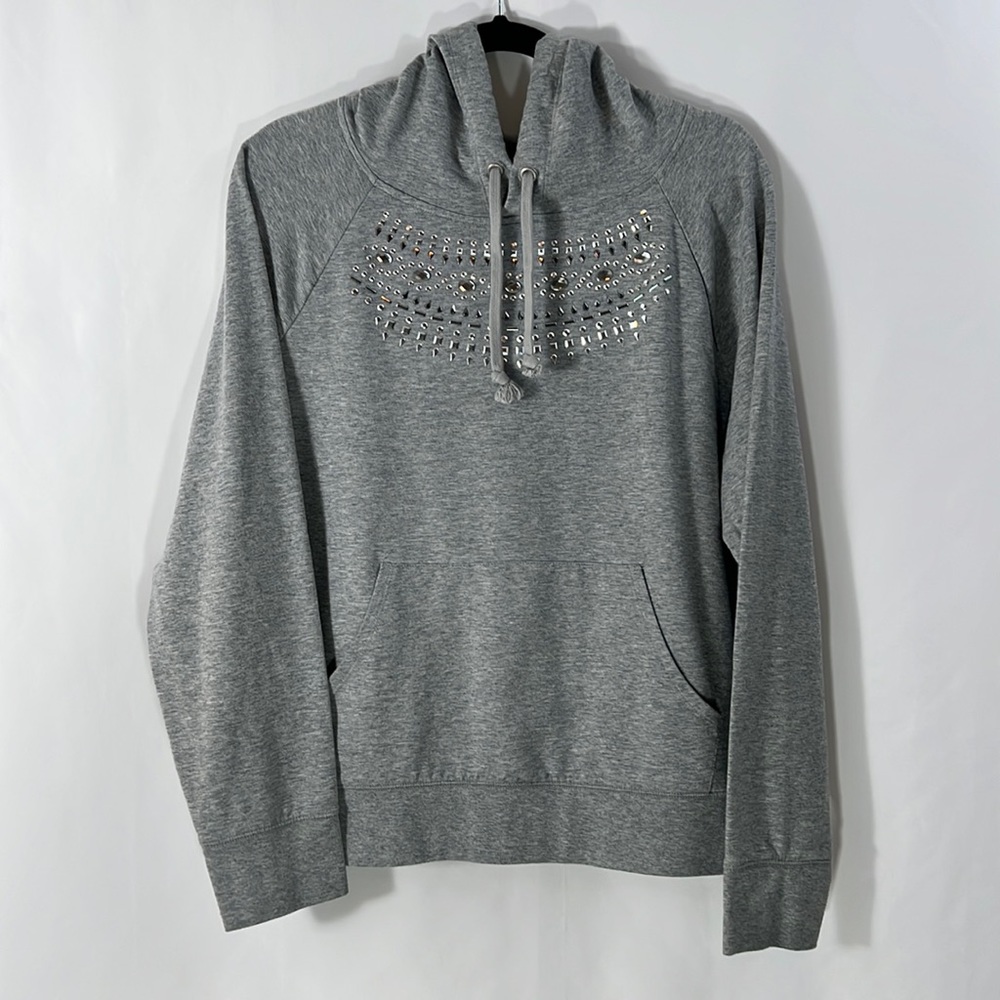 💥💥Soho Large Grey Rhinestone Hooded Sweatshirt